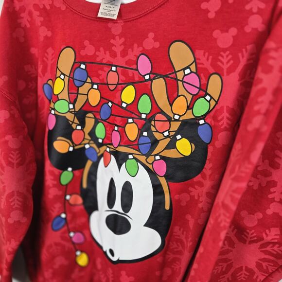 Disney Mickey Mouse Holiday Lights Sweatshirt JRs XL (15/17) Christmas Funny - Picture 2 of 4